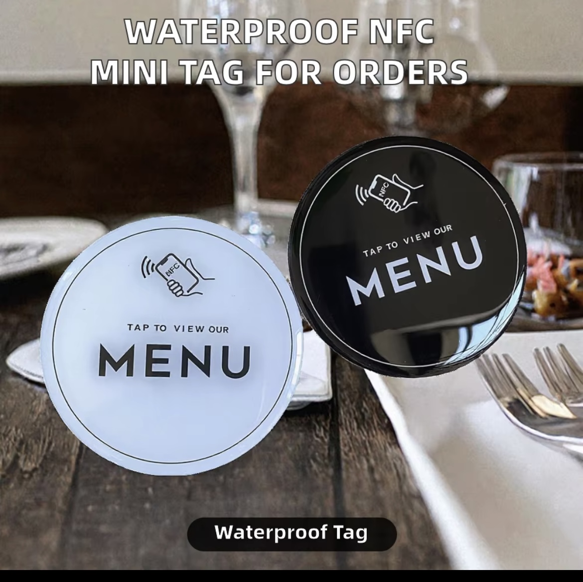 Waterproof NFC mini menu tags