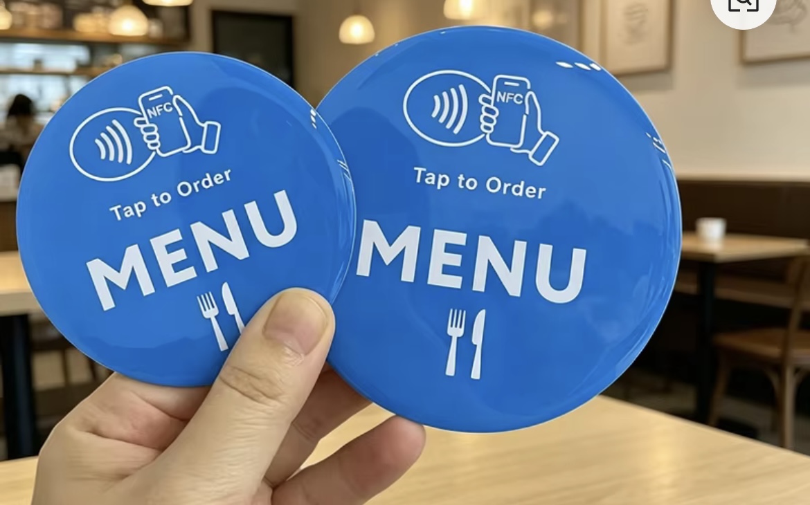 Blue digital menu NFC tags