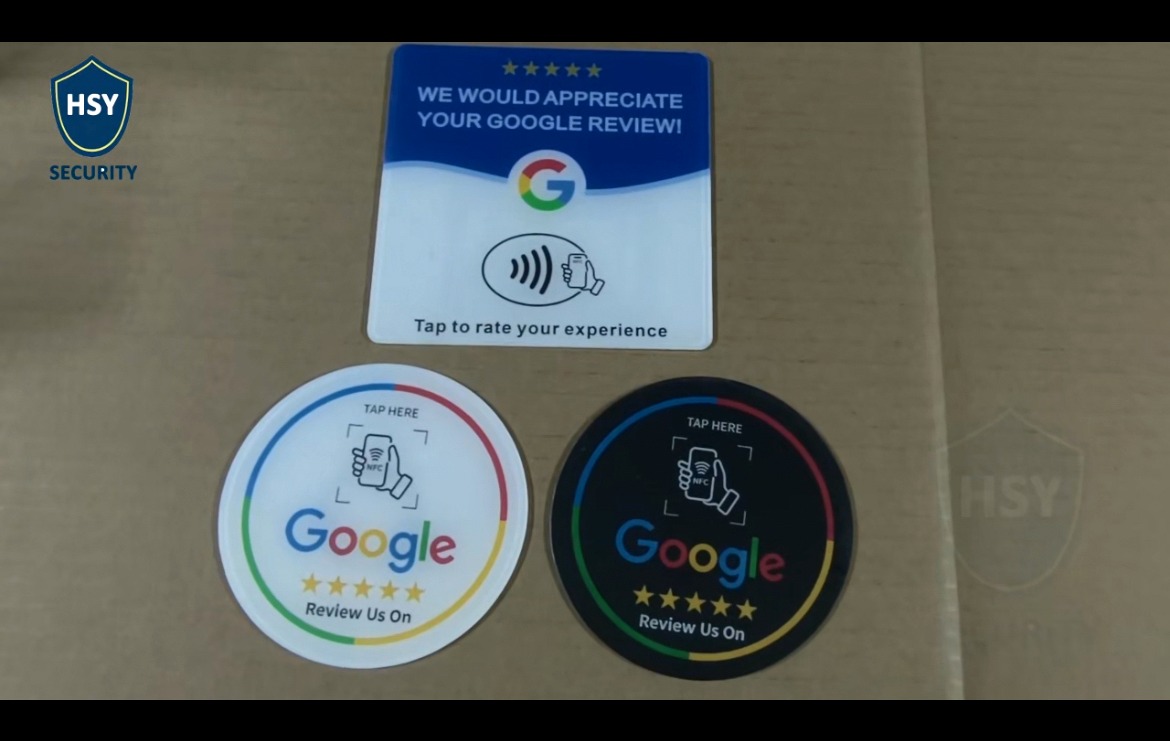 Google review display with NFC and QR options
